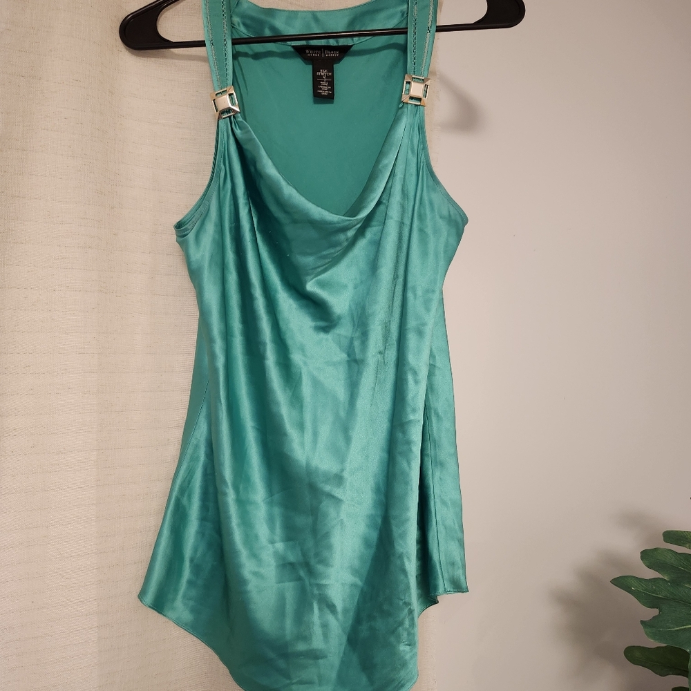 White house black market green silk tank size L